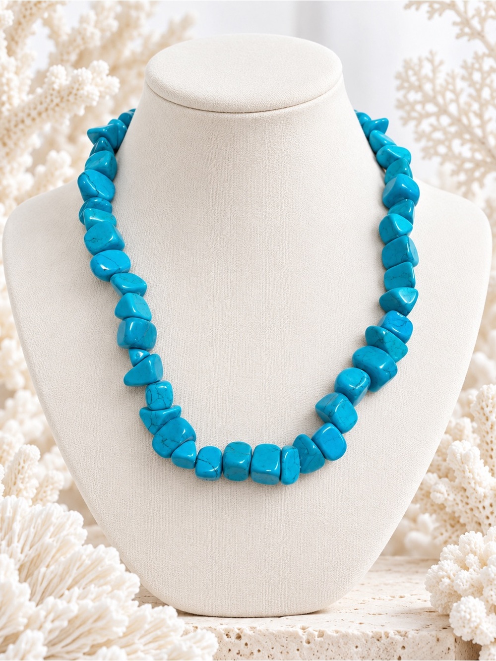 Turquoise Chip Bead Necklace - Blue